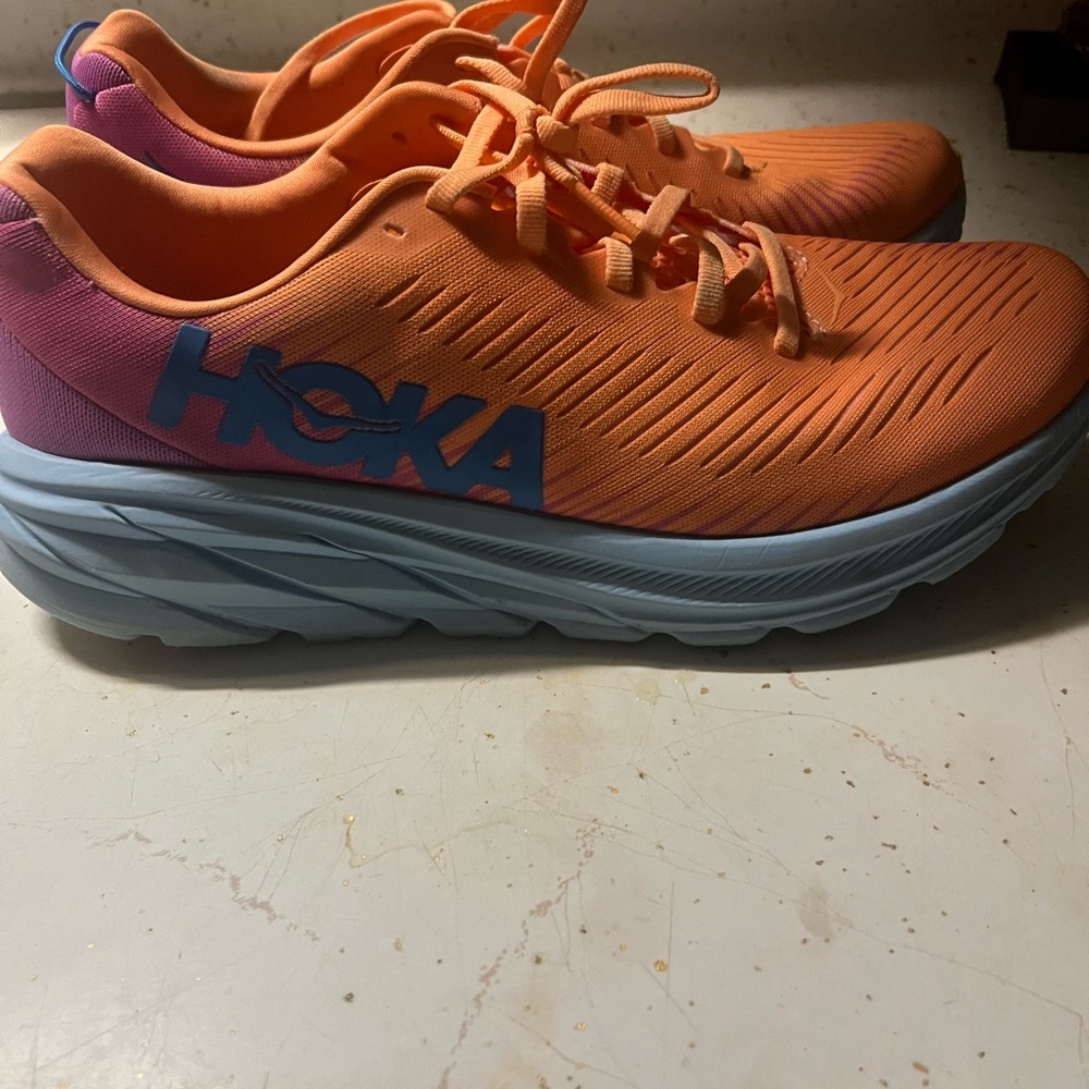 Hoka Orange and Pink Running Shoes